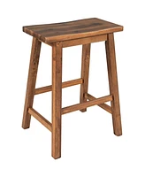 Slickblue Farmhouse Rustic 2-Piece Counter Height Wood Kitchen Dining Stools Perfect for Small Spaces