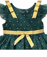 Blueberi Boulevard Baby Girls Lace Layers Holiday Green Dress