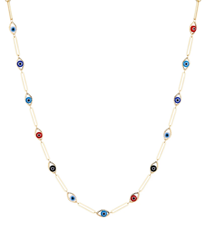 Unwritten Multi Color Evil Eye Paperclip Necklace