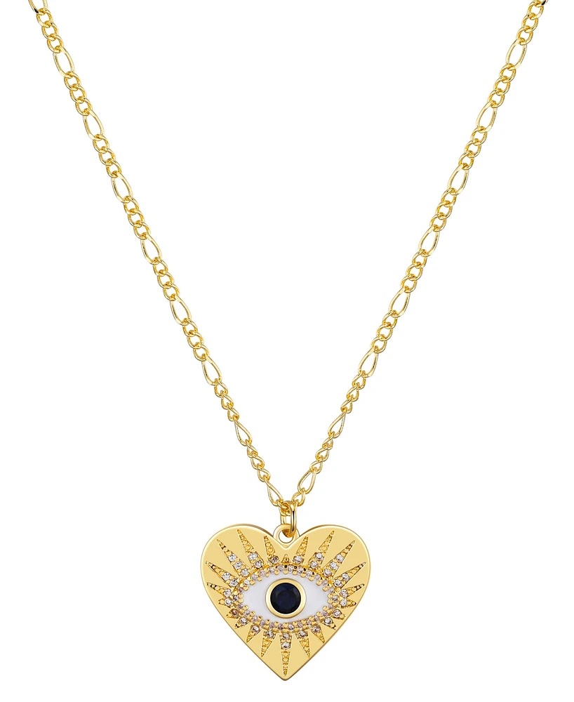 Unwritten Cubic Zirconia Heart Evil Eye Pendant Necklace