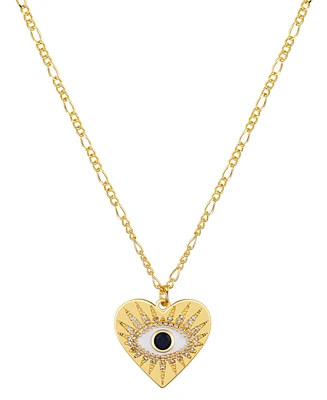 Unwritten Cubic Zirconia Heart Evil Eye Pendant Necklace