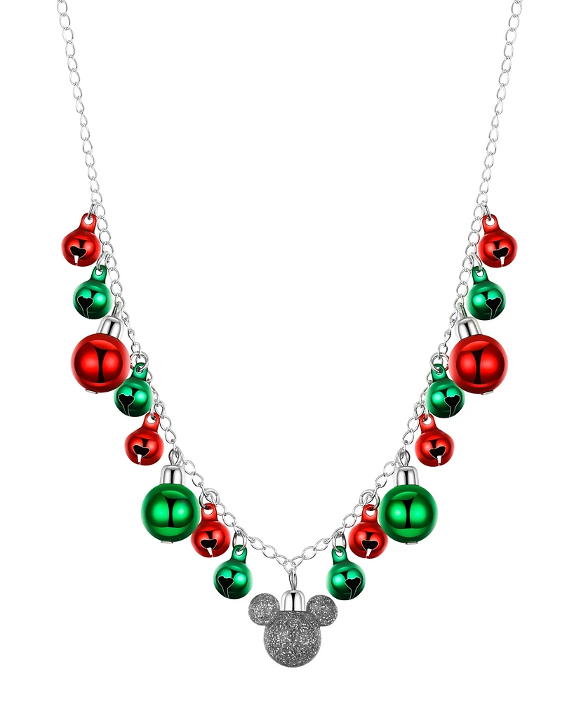 Disney Multi Color Glitter Mickey Mouse Jingle Bells Necklace