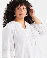 Style & Co Plus Sequinned Embroidered Top, Created for Macy's