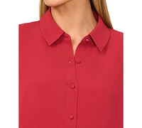 CeCe Women's Ruffle 3/4-Sleeve Button-Down Blouse