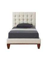 Inspired Home Telford Velvet Platform Bed Frame and Headboard Set Twin