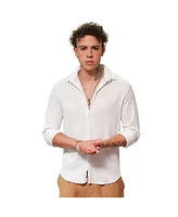 Campus Sutra Men's Powder White Solid Creased Shirt