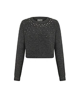 Nocturne Women's Stone Embellished Crop Sweater