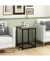 Gymax Round Nesting Table Set of 3 Coffee Table w/ 2 End Tables Sturdy Metal Frame
