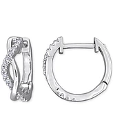 Moissanite Crossover Small Hoop Earrings (1/8 ct. t.w.) in Sterling Silver, 0.5"