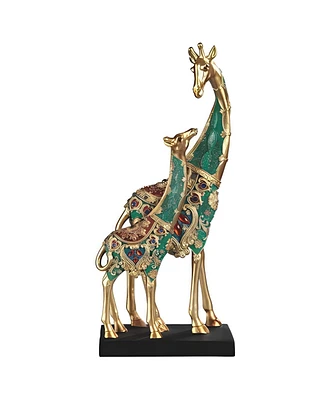 Fc Design 15.5"H Green Giraffe with Cub Figurine Decoration Home Decor Perfect Gift for House Warming, Holidays and Birthdays