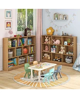 Costway -Cube Bookcase 41" Wooden Toy Storage Organizer for Kids Bookshelf