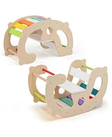 Costway 2-in-1 Rocking Horse Arch for Kids Montessori Climbing Toys with Rocker