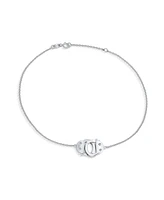 Bling Jewelry Handcuff Interlocking Hotwire Anklet Lucky Charm Anklet Link Ankle Bracelet For Women .925 Sterling Silver Adjustable 9 To 10 Inch With