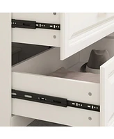 Famapy White 6-Door Big Wardrobe Armoires with Hanging Rod, 4-Drawers