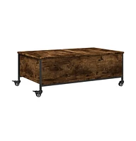 vidaXL Coffee Table with Wheels Smoked Oak 35.8"x21.7"x13.4" Engineered Wood