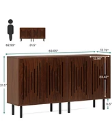 Tribesigns Set of 2 Sideboard Buffet Cabinet with Storage, 59" Buffet Cabinet Sideboard Cabinet with Doors & Adjustable Shelves, Freestanding Accent S