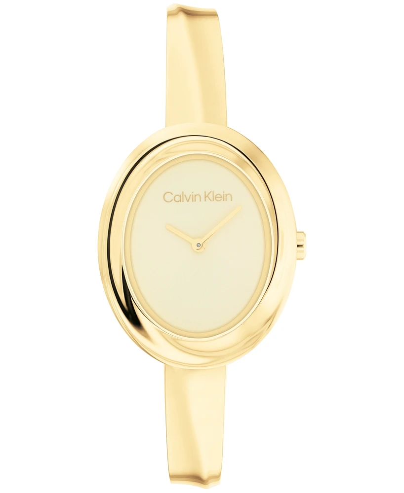 Calvin Klein Women Twisted Bezel Gold-tone Stainless Steel Bracelet Watch 24mm