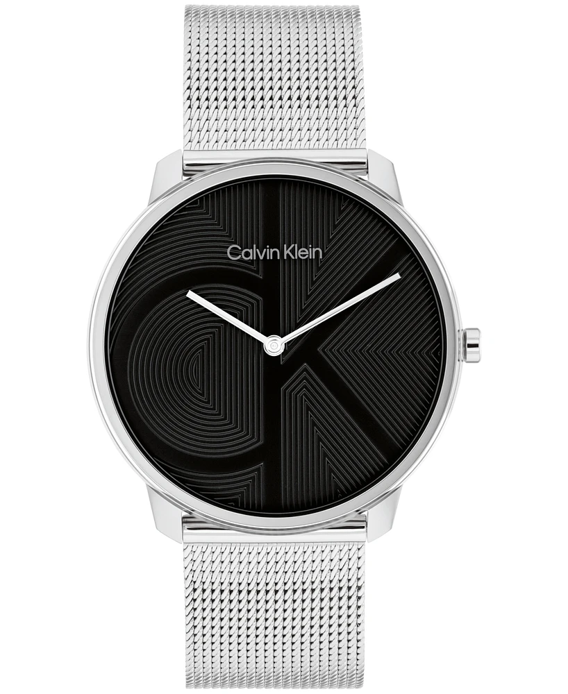 Calvin Klein Unisex Iconic Silver Stainless Steel Mesh Bracelet Watch 40mm