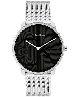 Calvin Klein Unisex Iconic Silver Stainless Steel Mesh Bracelet Watch 40mm