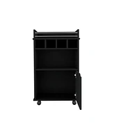 Sims Coffee & Bar Cart 35" H , 4 wheels, Division for bottles, Central Shelf, Drawer with Openwork Door Handle