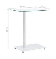 vidaXL U-Shaped Side Table Transparent 17.7"x11.8"x22.8" Tempered Glass