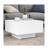 vidaXL Coffee Table with Led Lights White 21.7"x21.7"x12.2"