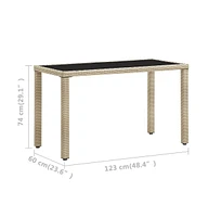 vidaXL Patio Table 48.4"x23.6"x29.1" Poly Rattan