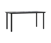 vidaXL Patio Dining Table Black 63"x31.5"x29.1" Steel and Tempered Glass