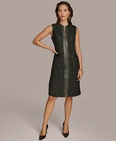 Donna Karan New York Women's Faux Leather-Trim Sheath Dress