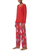 Hue Women's Solid V-Neck Long-Sleeve Pajama Top