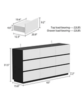 Homsee Black and White Wooden Accent Storage Cabinet with 9-Drawers