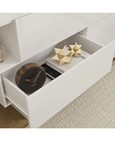 Homsee High Gloss White Wood 8-Drawer Double Dresser Modern Style