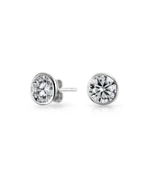 Bling Jewelry Modern Classic Minimalist Solitaire Cubic Zirconia Front Cz Back Ear Jackets Stud Earrings for Women .925 Sterling Silver