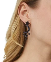 Ajoa by Nadri Ruthenium-Plated Jet Crystal Moon & Stars Drop Earrings