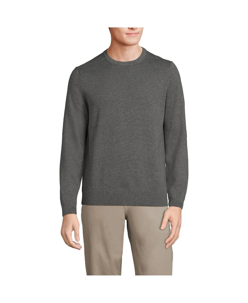 Lands' End Big & Tall Fine Gauge Cotton Crew Neck Sweater