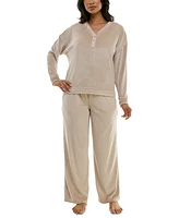 Roudelain Women's Long-Sleeve Ribbed Velour Pajama Set