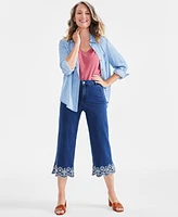 Style & Co Women's High-Rise Embroidered-Cuff Crop Jeans, Exclusively at Macy's