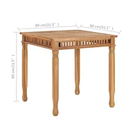 vidaXL Patio Dining Table 31.5"x31.5"x31.5" Solid Teak Wood