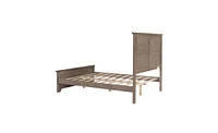 Slickblue Farmhouse Wooden Platform Full Bed with Panel Design Headboard and Footboard for Teenagers