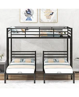 Slickblue Full Over Twin & Bunk Bed with Built-In Shelf for Space Optimization