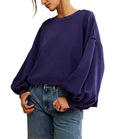 Free People Women's Trish Cotton Drop-Shoulder Sweatshirt