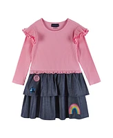 Andy & Evan Toddler Girls Toddler/Child Pink Rib Knit Top and Tiered Skirt