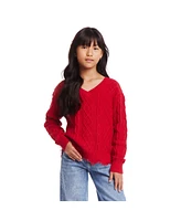 Andy & Evan Big Girls Red Cable Knit Sweater