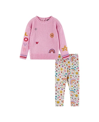 Andy & Evan Baby Girls Chenille Sweater Printed Legging Set