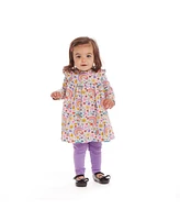 Andy & Evan Baby Girls Babydoll Dress w/Purple Legging Set