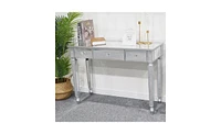 Slickblue Mirror Dressing Table with Three Drawers: Elegant Console Table for Bedroom or Vanity