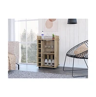 Huali Bar Cart, Glass Door, Four Casters, Two Shelves