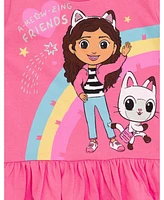 Dreamworks Gabby's Dollhouse Pandy Paws Baby Box Cakey Cat Girls Peplum T-Shirt and Leggings Outfit Set Toddler to Big Kid