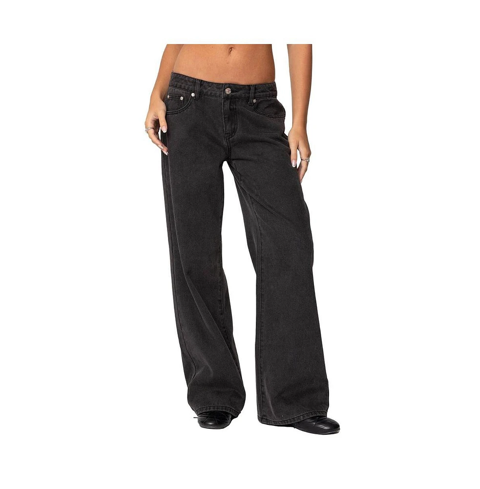 Edikted Women's Bow Pocket Relaxed Jeans