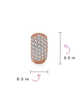 Bling Jewelry 5 Five Row Pave Cubic Zirconia Wide Huggie Hoop Earrings For Women Rose Gold Plated .925 Sterling Silver